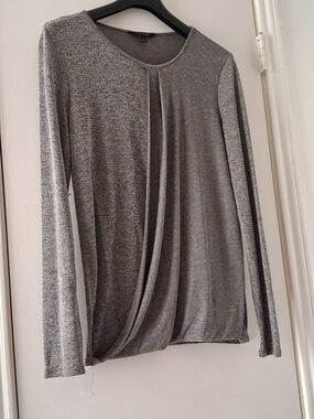 Banana Republic Gray Long-Sleeve Draped Front Top